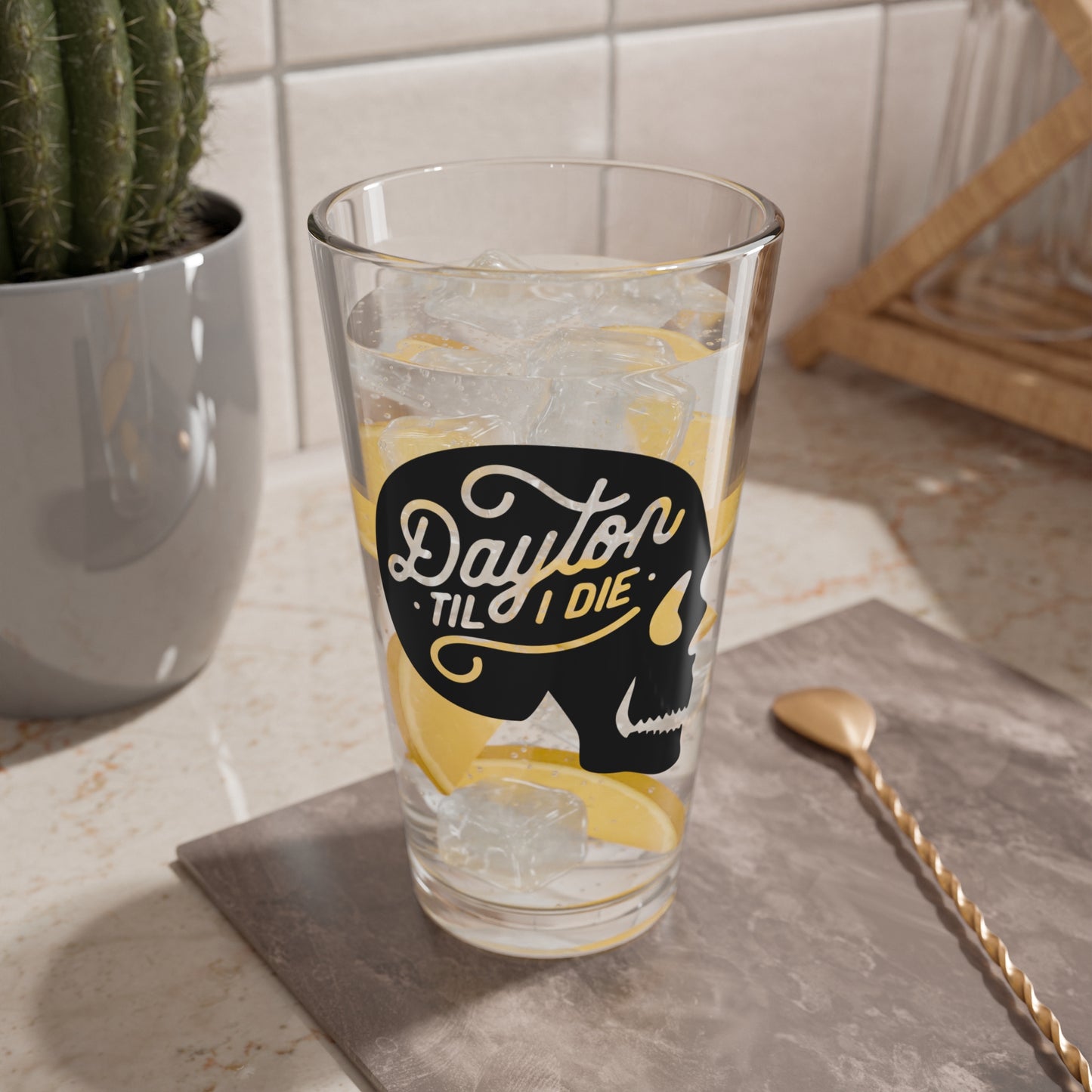 'Dayton Til I Die' Skull Pint Glass