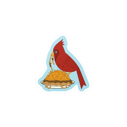 Cardinal Eating Skyline Sticker